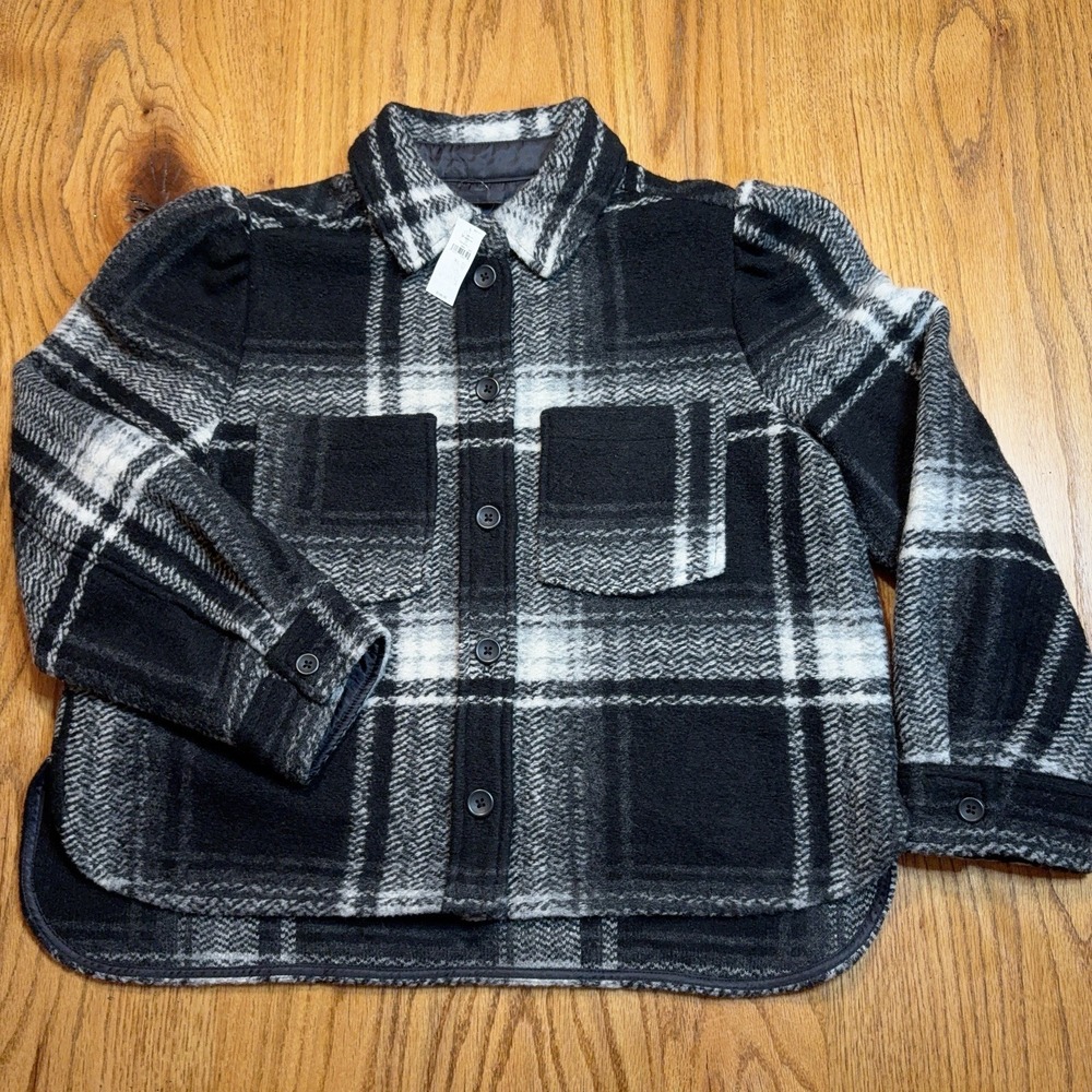 Gap Wool Blend Jacket Women's Large Buffalo‎ Check Black Plaid NWT $148